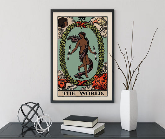 The World - Tarot Card Print - The World Black Woman Card Poster, No Frame