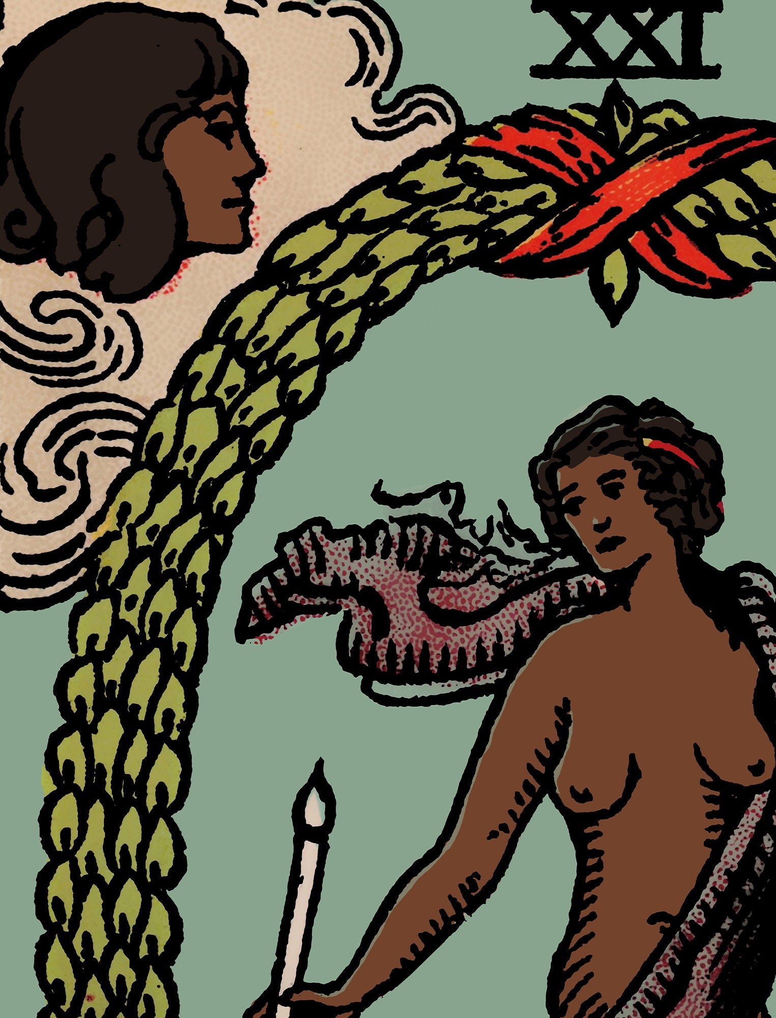 The World - Tarot Card Print - The World Black Woman Card Poster, No Frame