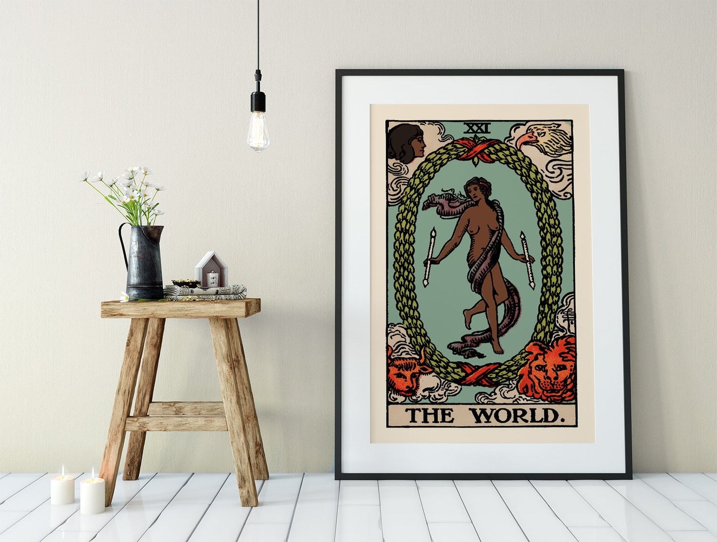 The World - Tarot Card Print - The World Black Woman Card Poster, No Frame