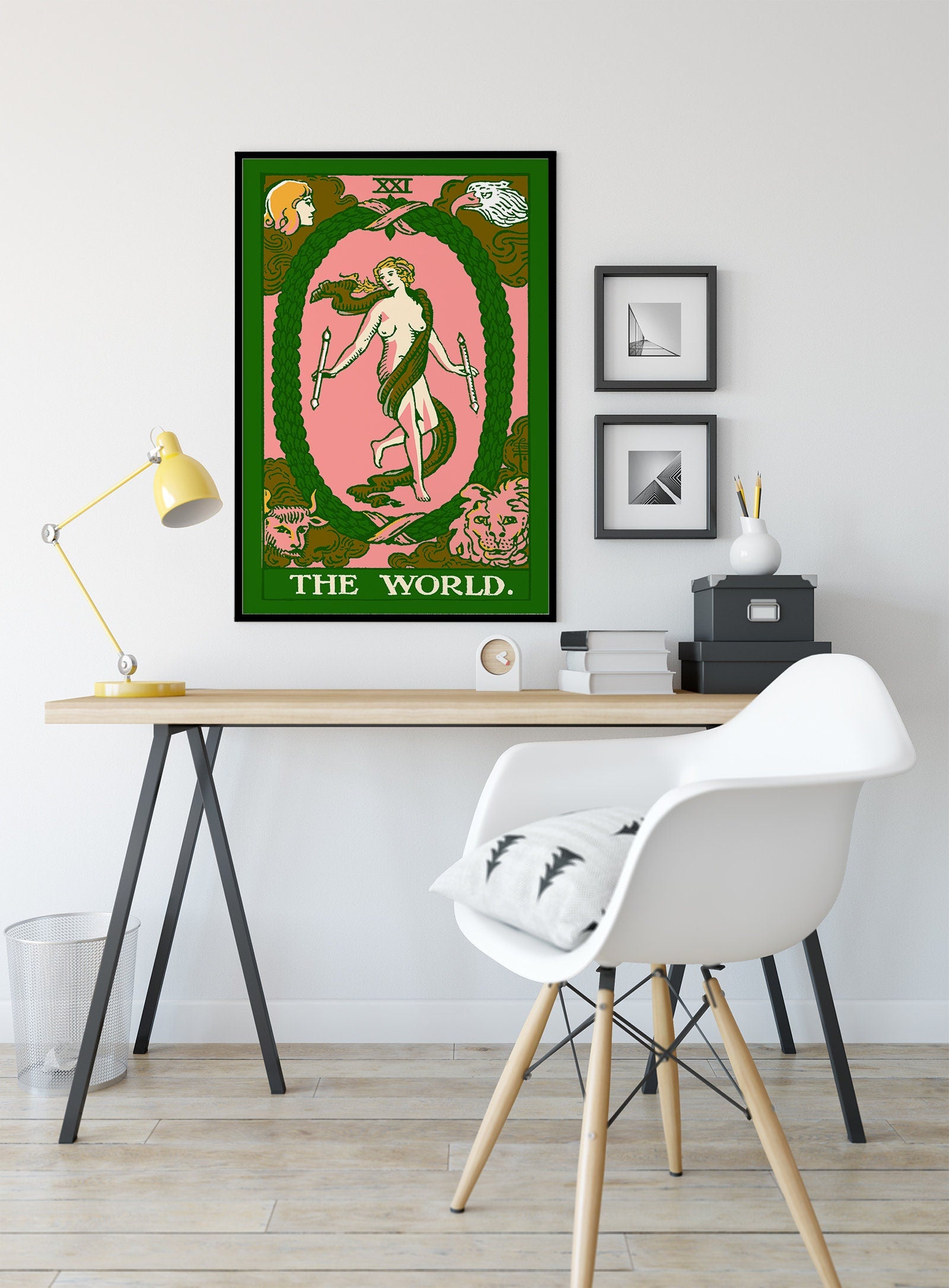 The World - Tarot Card Print - The World Card Bubblegum Goth punk Pop Art Poster, No Frame