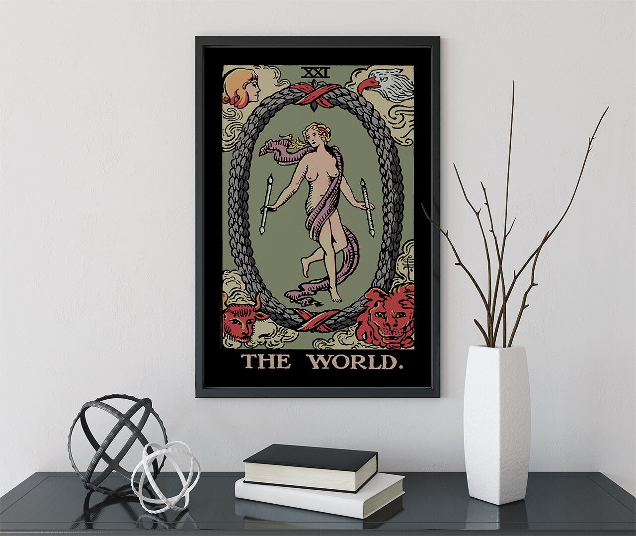 The World- Tarot Card Print - The World Card Harvest Poster, No Frame