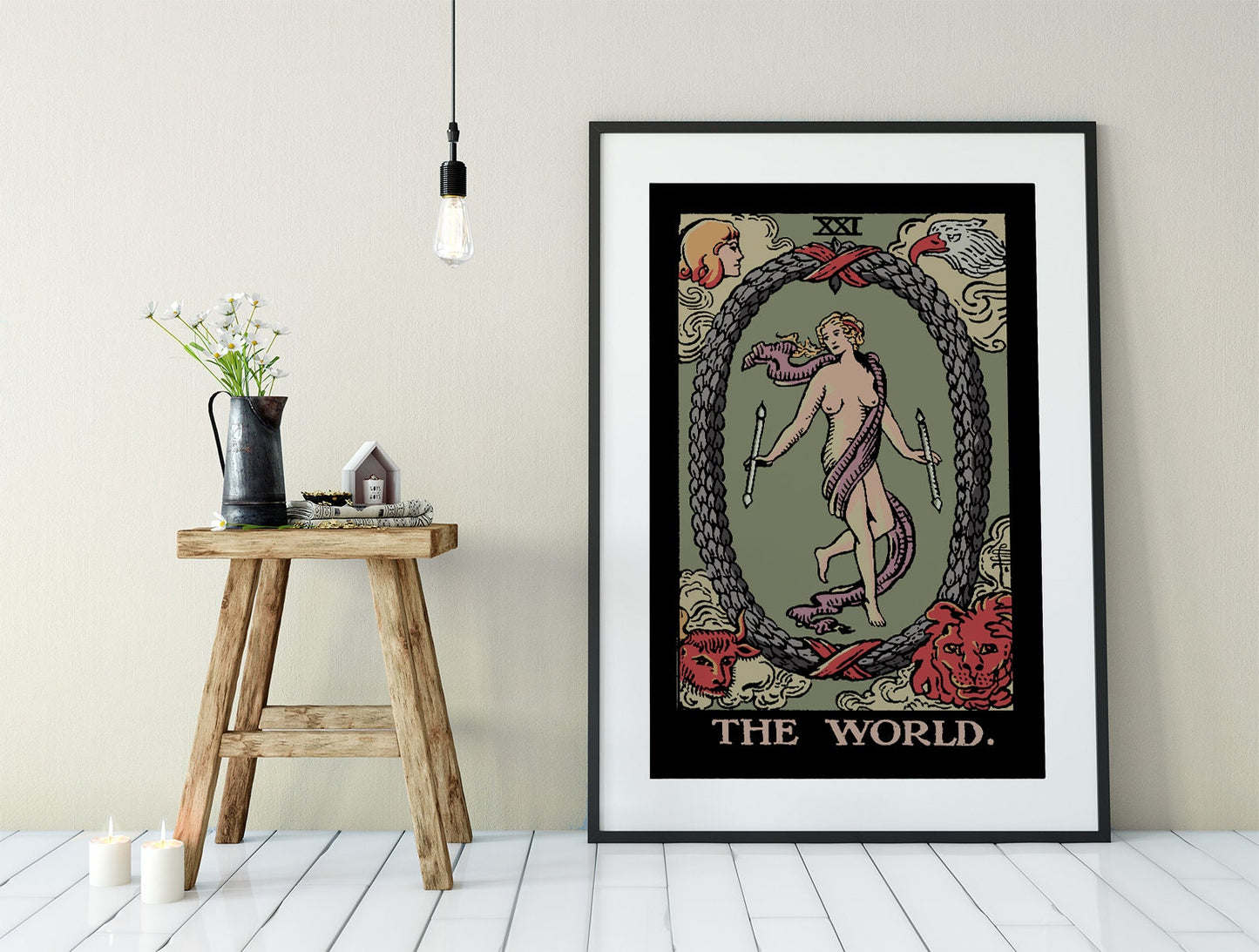 The World- Tarot Card Print - The World Card Harvest Poster, No Frame