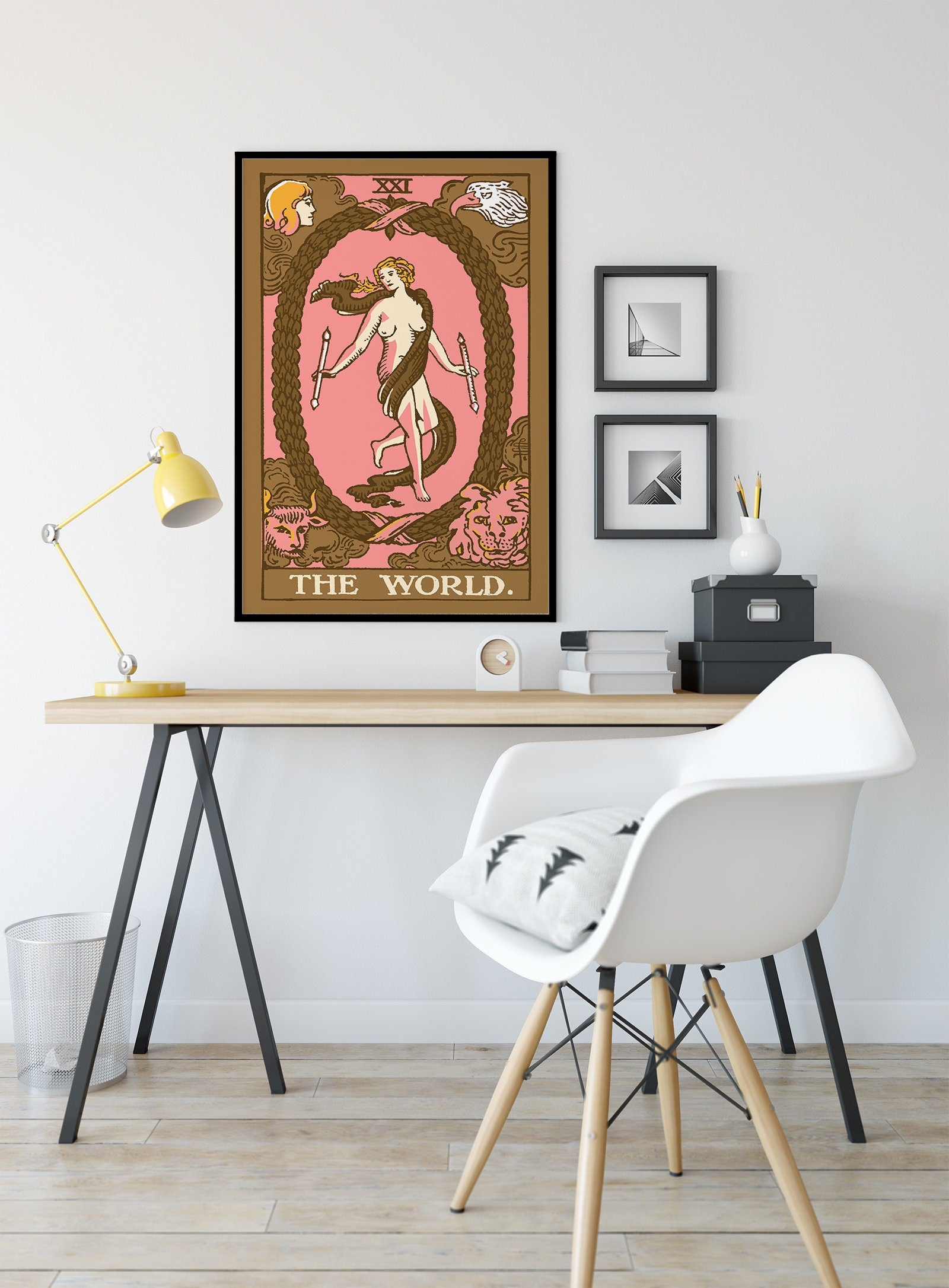 The World - Tarot Card Print - The World Card Neapolitan Goth punk Pop Art Poster, No Frame
