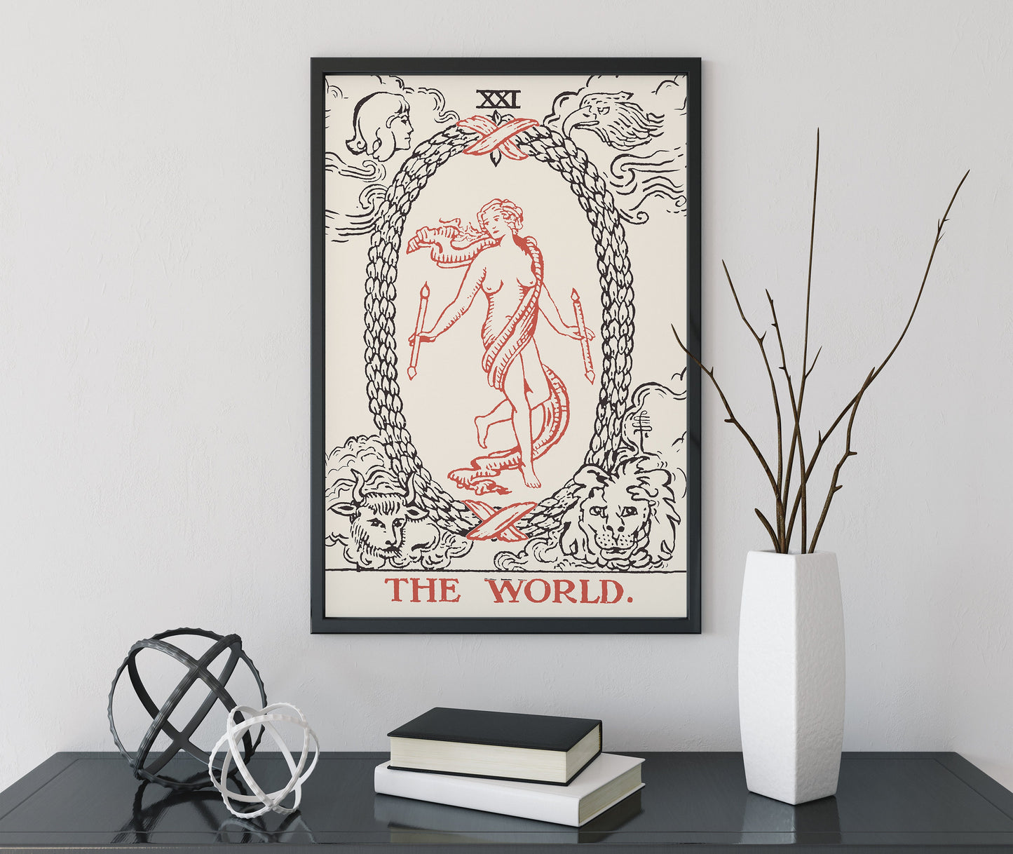 The World - Tarot Card Print - The World Card Neutral Vibe No Border Poster Eclectic Tarot, No Frame