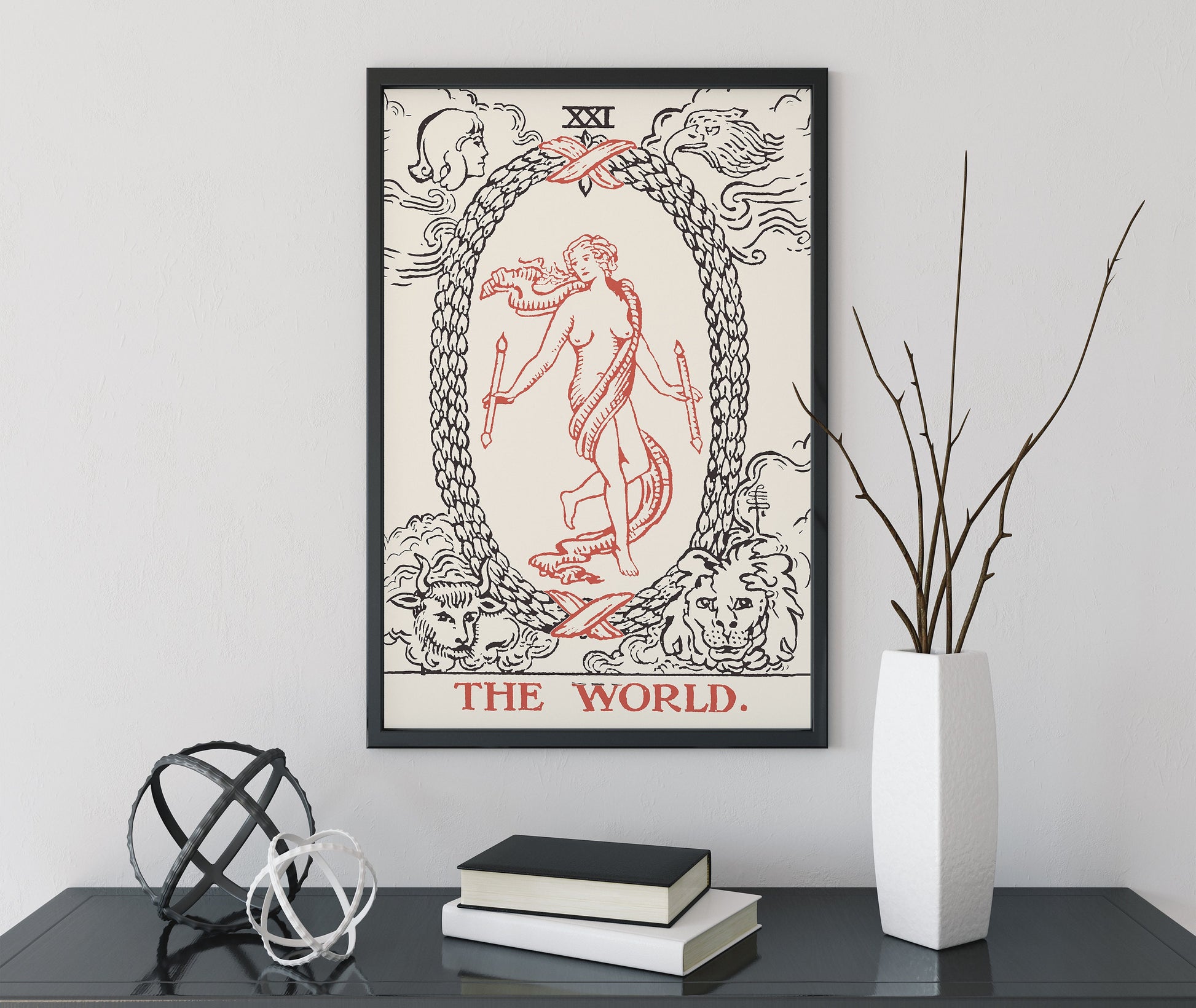 The World - Tarot Card Print - The World Card Neutral Vibe No Border Poster Eclectic Tarot, No Frame