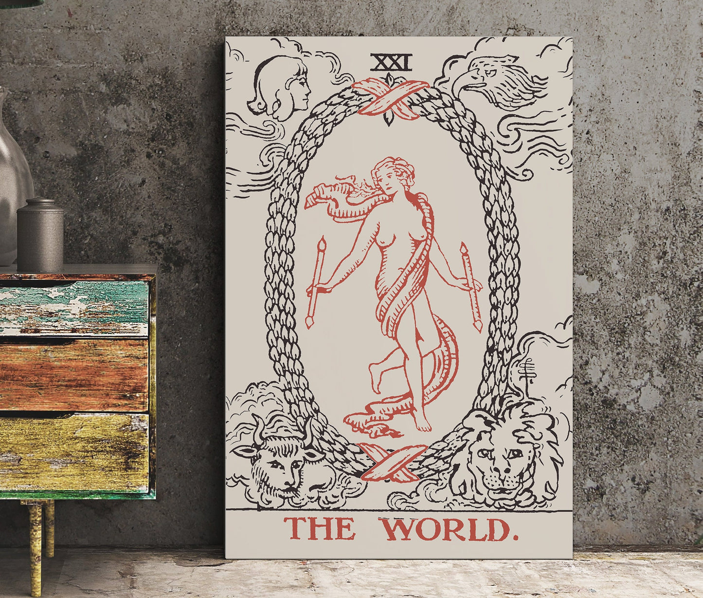 The World - Tarot Card Print - The World Card Neutral Vibe No Border Poster Eclectic Tarot, No Frame