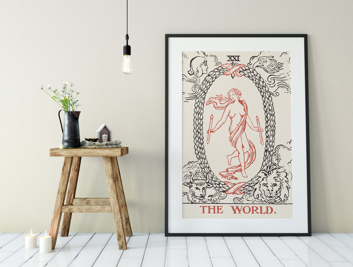 The World - Tarot Card Print - The World Card Neutral Vibe No Border Poster Eclectic Tarot, No Frame
