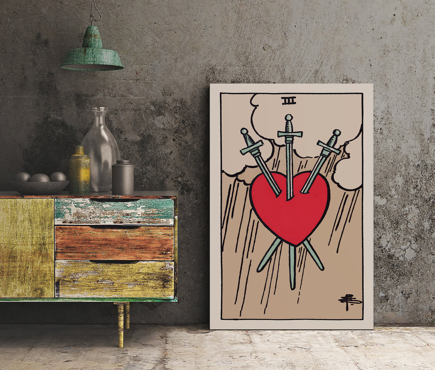 Three Of Swords- Tarot Card Print - The 3 Of Swords Card Poster, No Frame