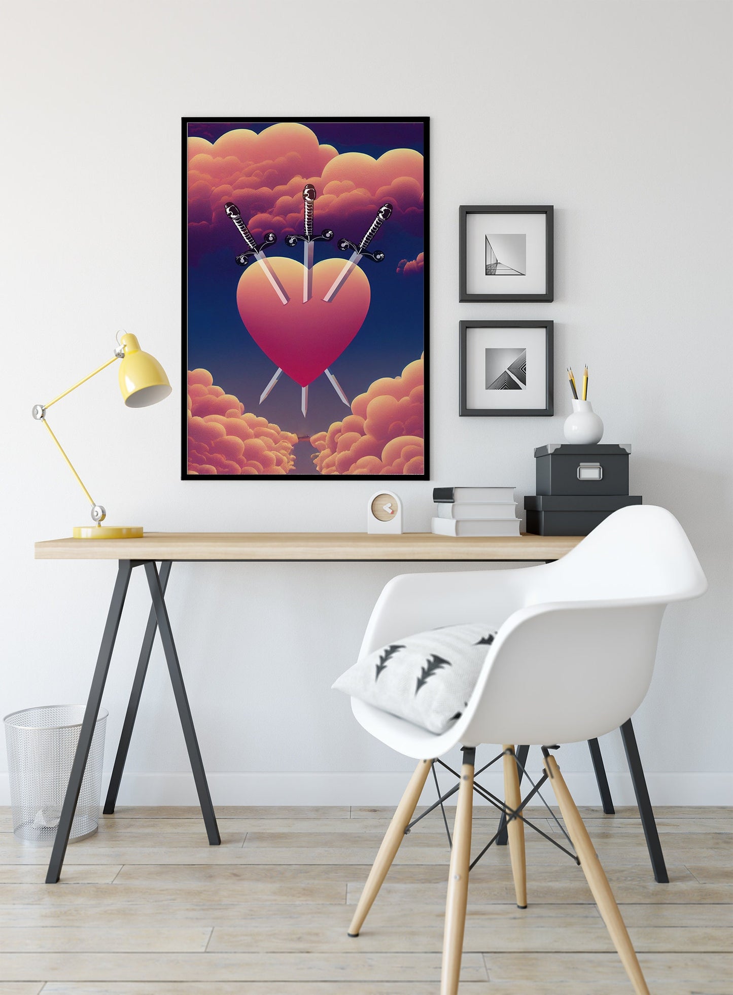 Three Of Swords- Tarot Card Print from the Green Menagerie Tarot - The 3 Of Swords Card Poster, No Frame