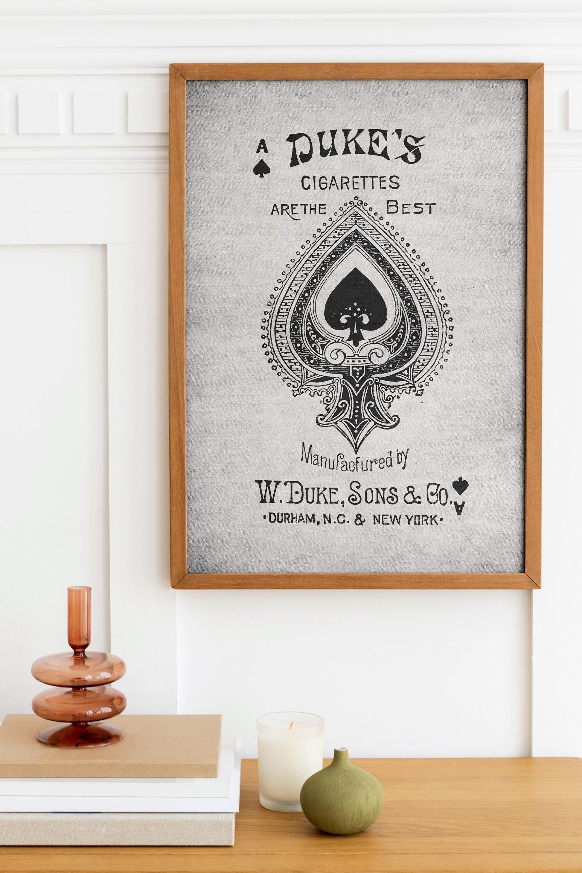 Vintage Ace of Spades Poster - Cigarettes Vintage Art - black and beige