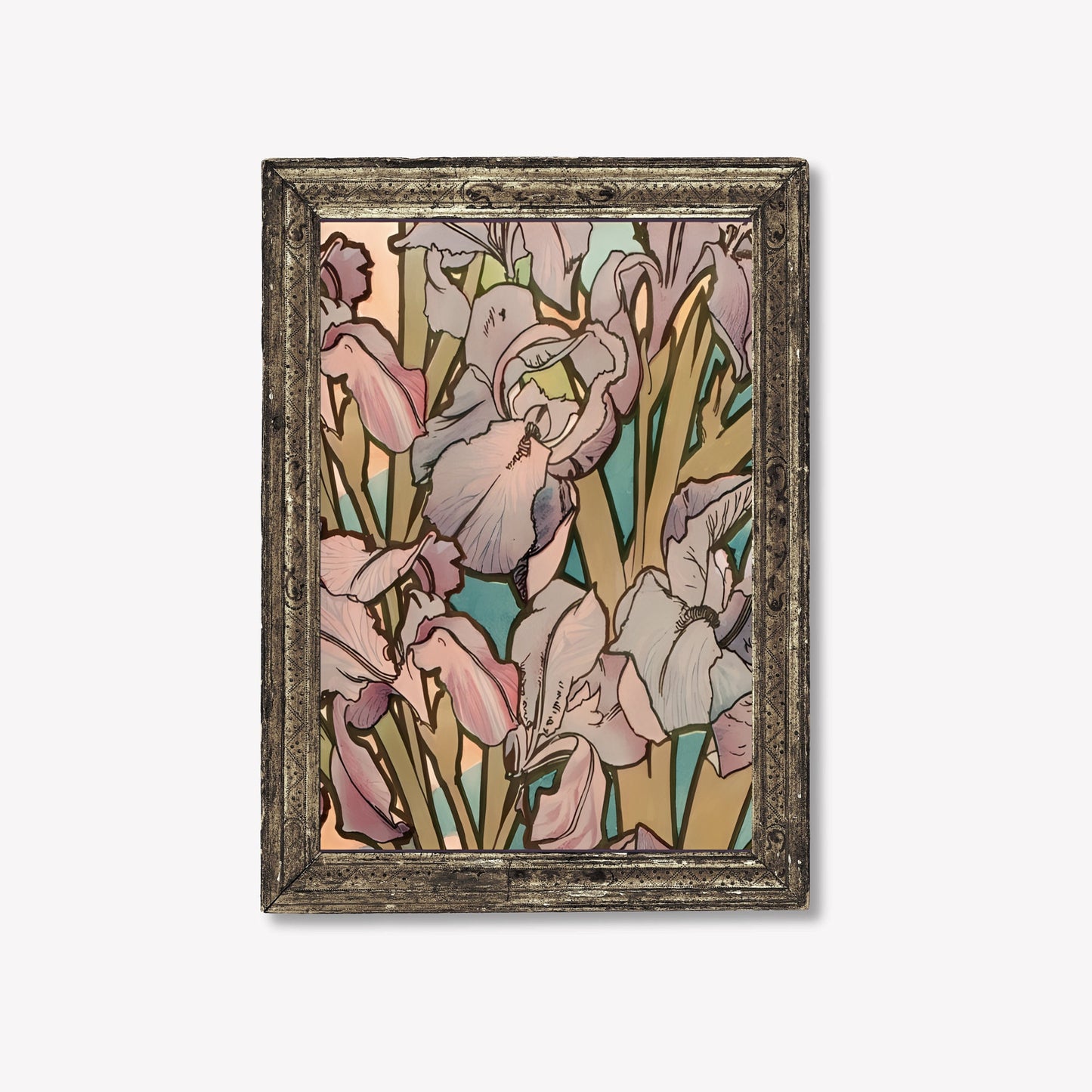 Vintage Mucha Floral Print - Lillies - Art Nouveau - Poster Floral Large Artwork - Lavender Floral