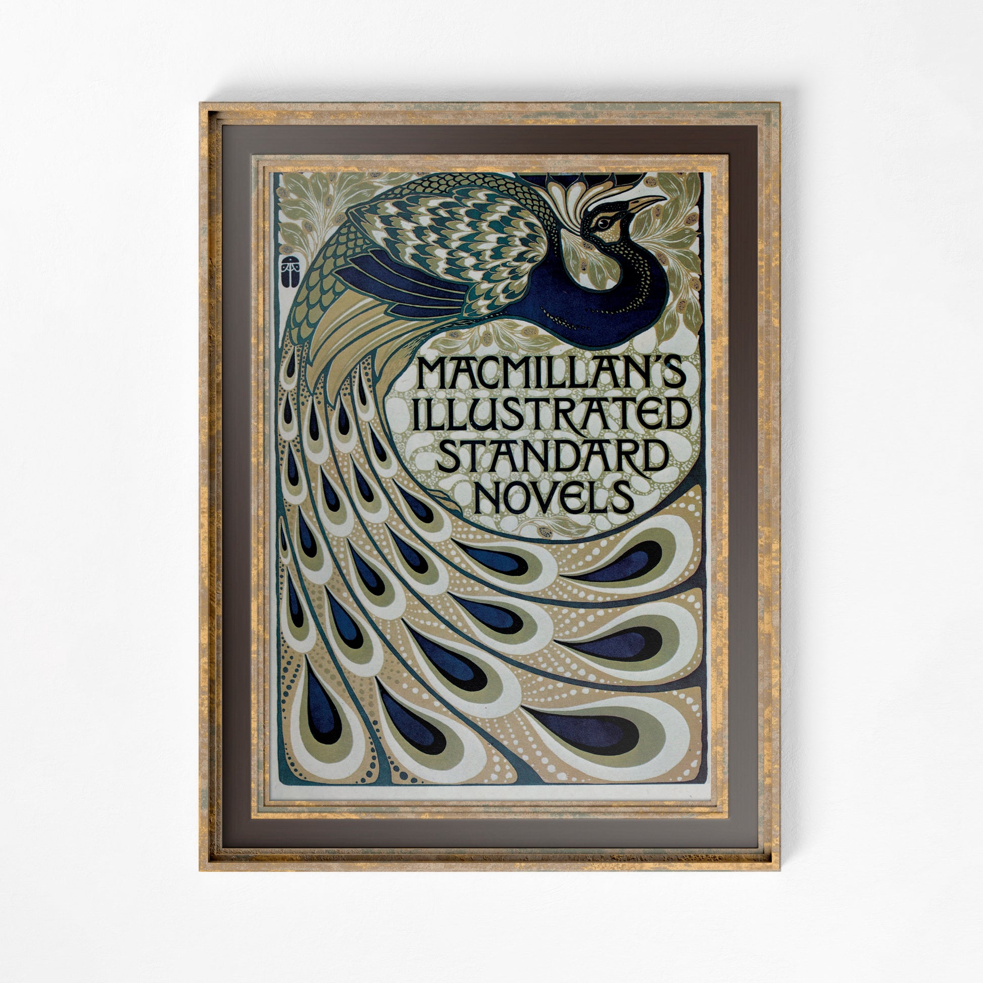 Vintage Peacock Book Cover Print - Art Nouveau Poster Floral Print Bohemian Print