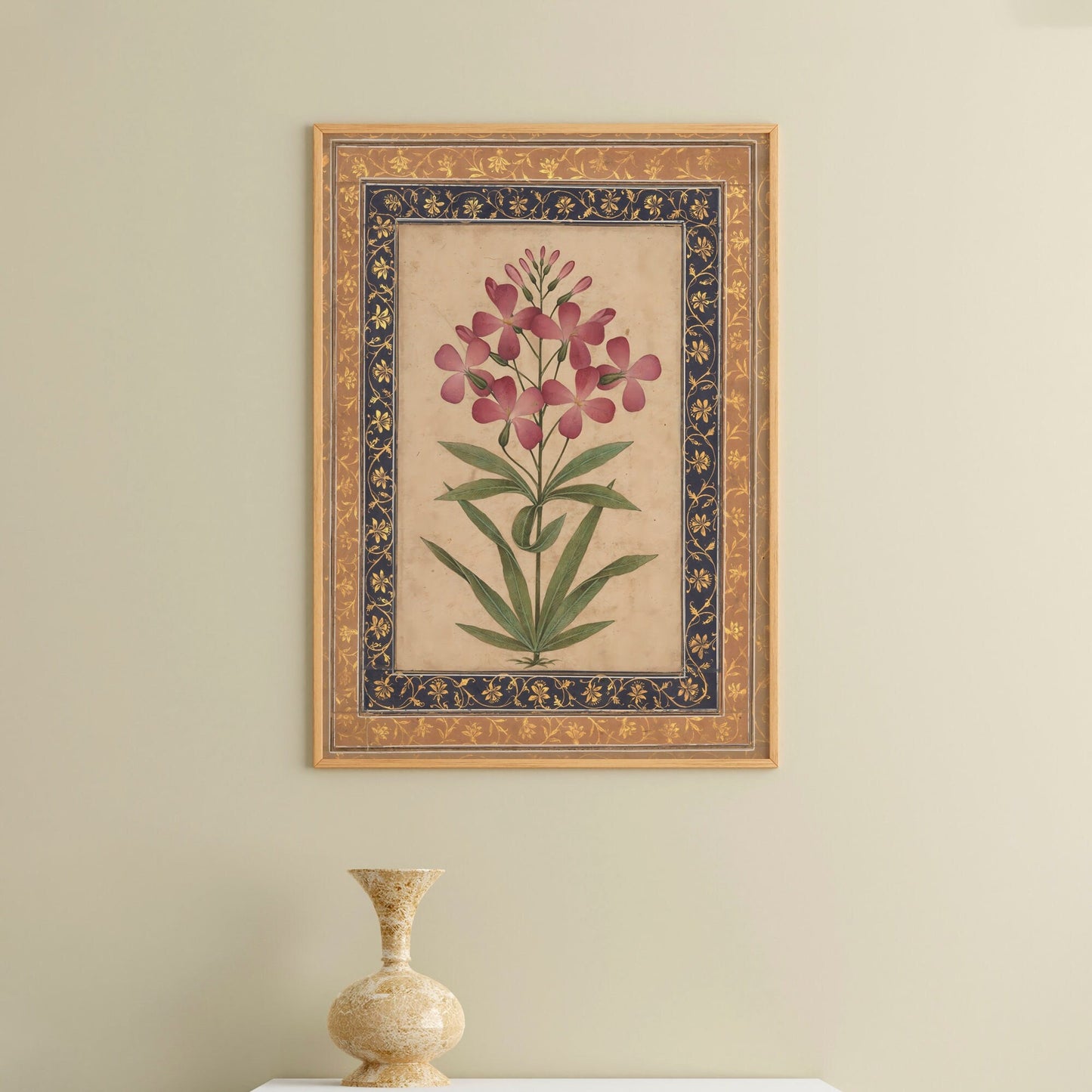 Vintage Pink Flowers - Geranium - Deco - Art Nouveau Floral - Poster Bohemian - Yellow and Pink Print