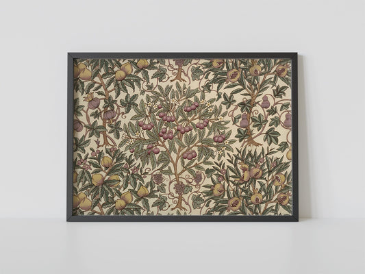 Vintage Pomegranates Print - Antique Tree Poster - Art Deco - Beige - Neutral Decor