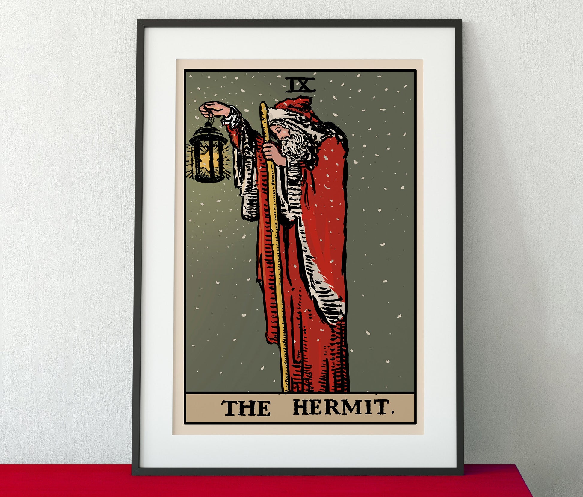 Christmas Print - The Hermit - Christmas Tarot Card Print - The Hermit Holiday Card Poster, No Frame