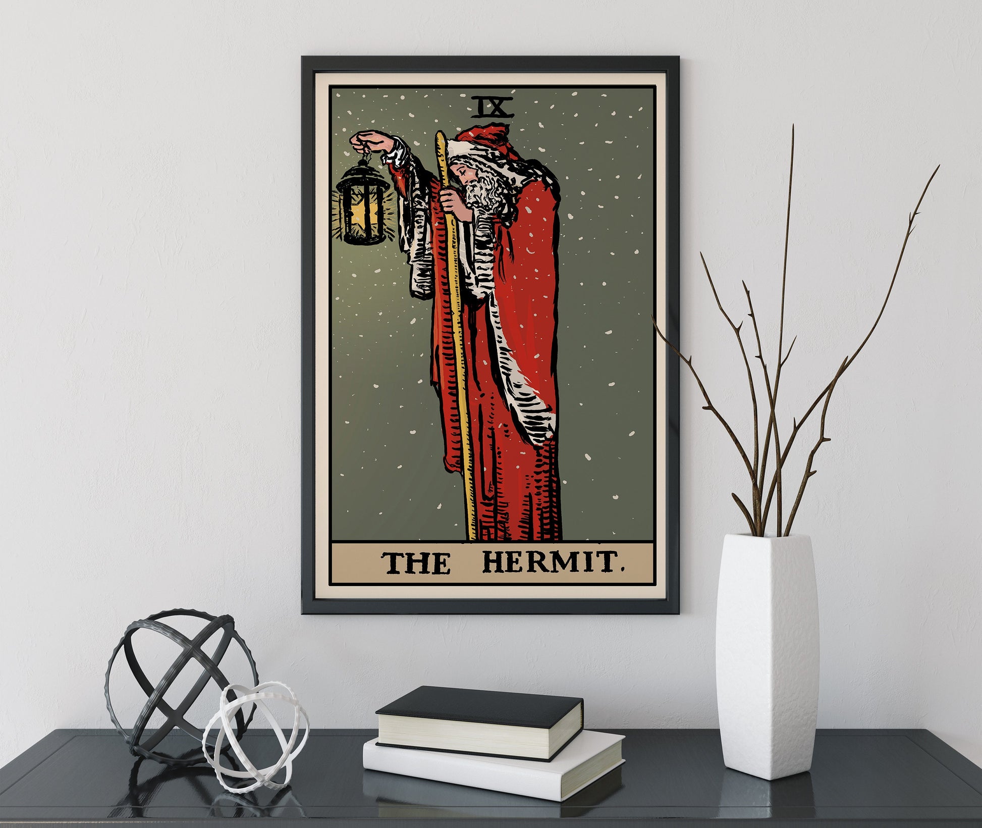 Christmas Print - The Hermit - Christmas Tarot Card Print - The Hermit Holiday Card Poster, No Frame