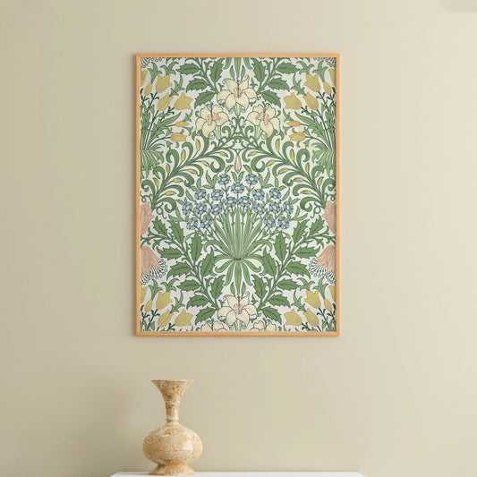 Art Nouveau Floral Poster Green And Yellow Vintage Print For Sophisticated Bohemian Decor by My Store
