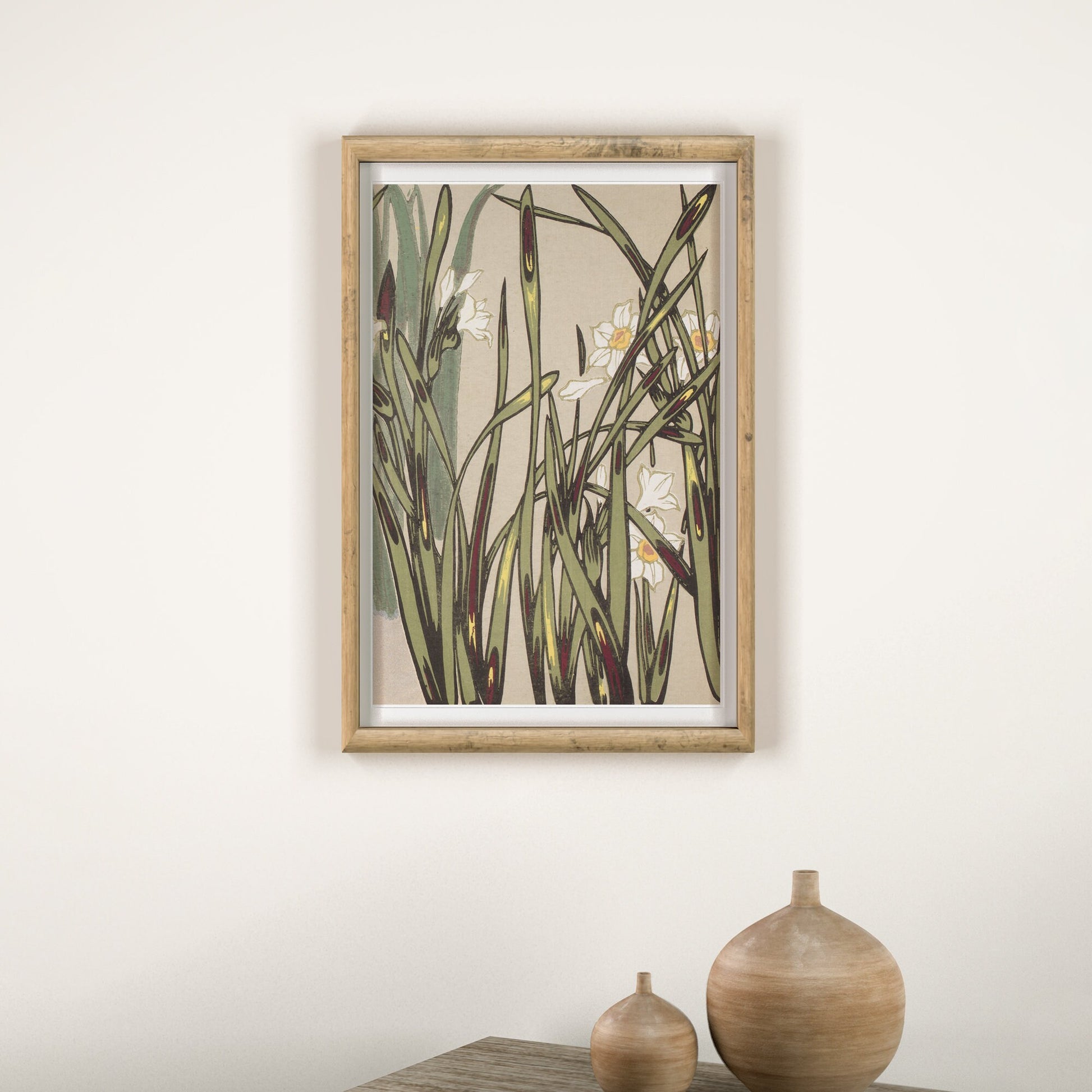 Art Nouveau Floral Poster - Green Floral Print Bohemian Print - Vintage
