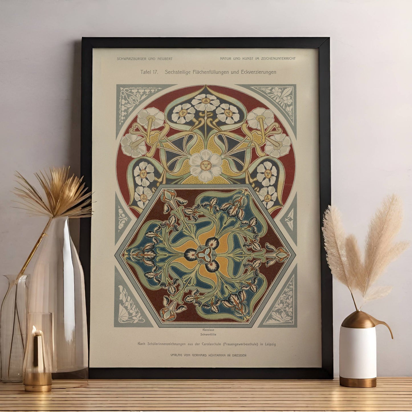 Art Nouveau Poster Neutral - Mandalas - Floral Print Bohemian Print - Nature Art