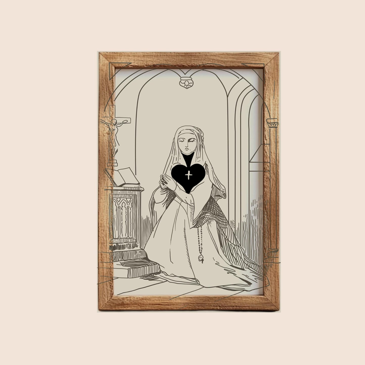 Spades Card Print - Vintage Nun Print - Nouveau Card Poster - Cute Vintage Print