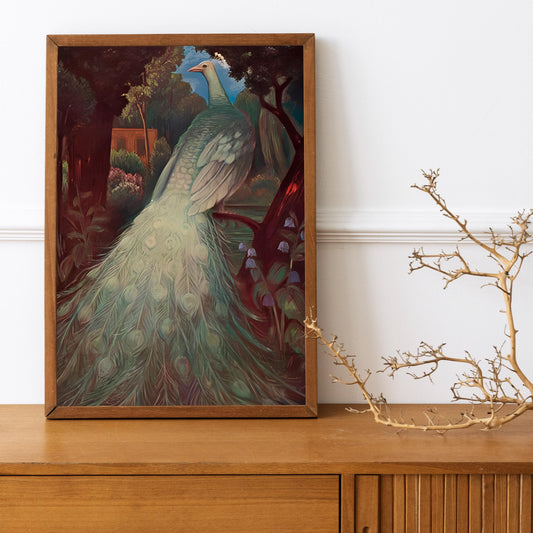 Vintage Peacock Print Nouveau Painting Vintage Bird Art On Premium Archival Matte Paper by My Store