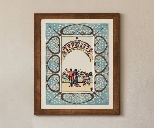 10 of Cups Tarot Print, Ten of Cups Art Nouveau Poster (No Frame)