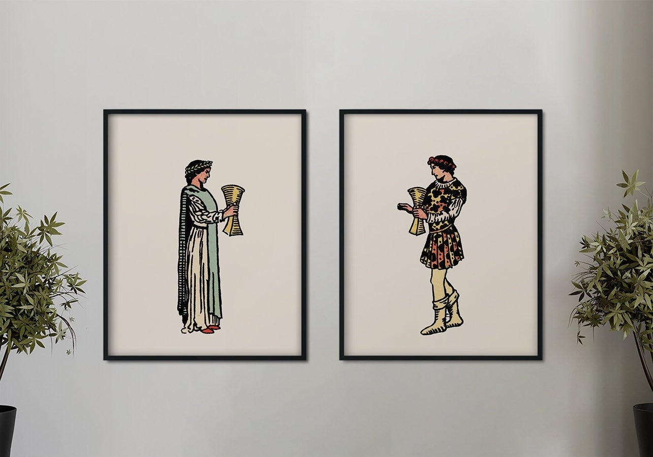 2 of Cups - Rider Waite Smith Tarot Card Print - The Two of Cups Poster, No Frame