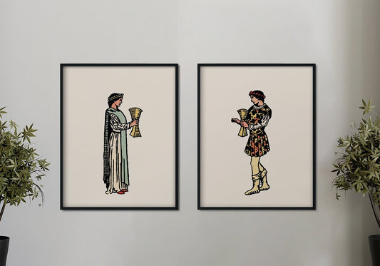 2 of Cups - Rider Waite Smith Tarot Card Print - The Two of Cups Poster, No Frame