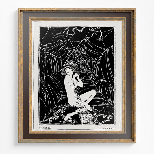 Girl Caught in Spiderweb Poster (No Frame)
