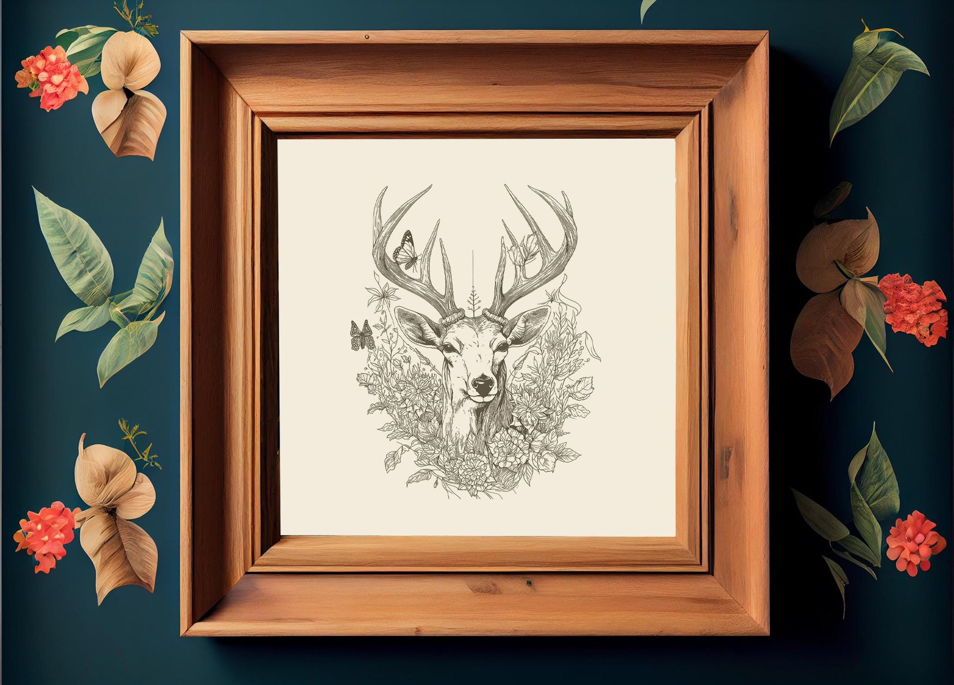 Deer illustration - Minimalist Illustration - Nature Art Print (No Frame)