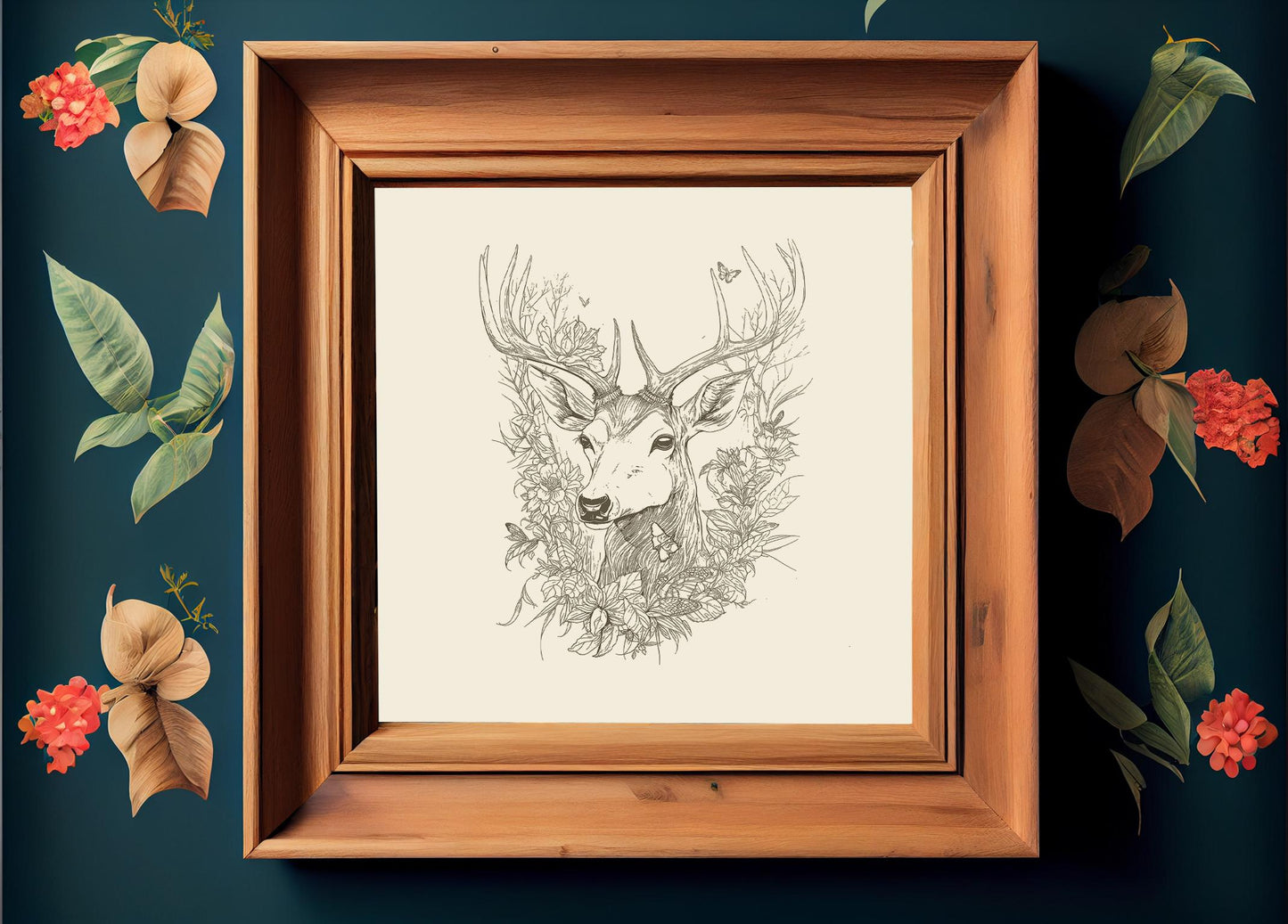 Deer illustration - Minimalist Illustration - Nature Art Print (No Frame)