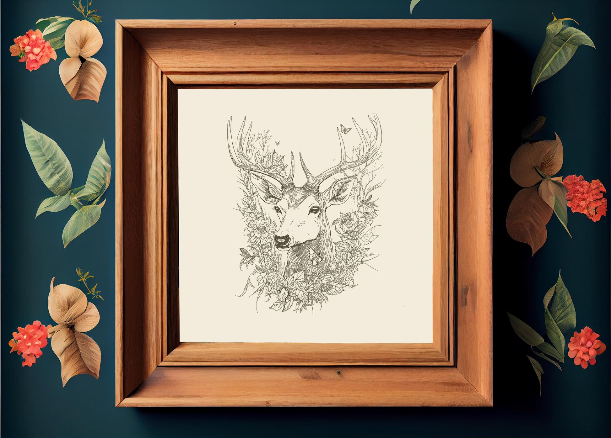 Deer illustration - Minimalist Illustration - Nature Art Print (No Frame)