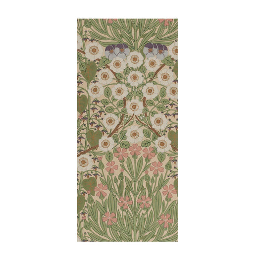 Floral Art Nouveau Print In Green With Pink Accents Large Poster For Boho Chic Living Room Decor by My Store