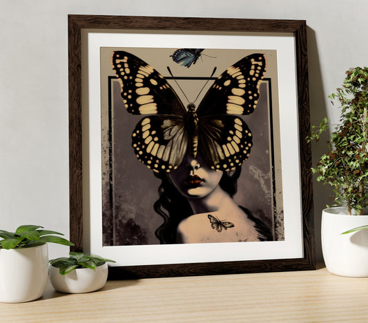 Butterfly Girl Fairy Print - Mixed Media Goddess - Surreal Painting - For Your Sacred Space