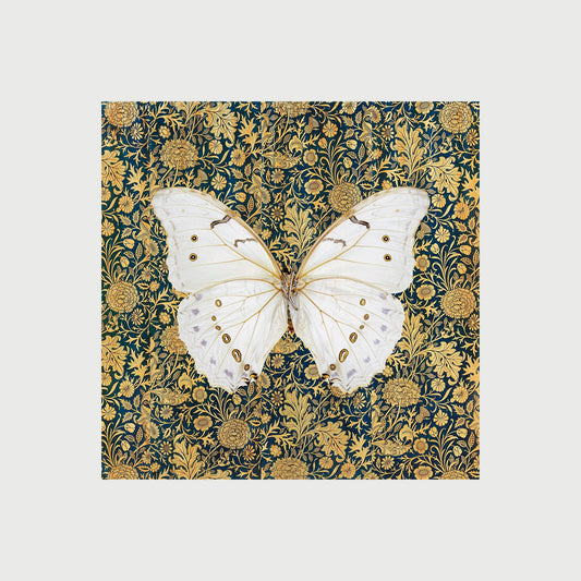 Butterfly Print Square Art Nouveau Floral Wall Decor Yellow Blue by My Store