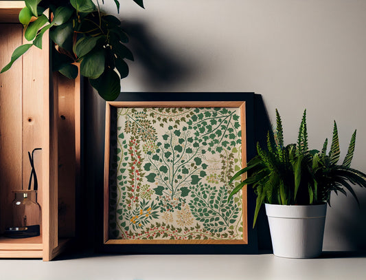Herbs Painting Print Green And Beige Mandala Square Art Botanical Wall Decor Giclee Print On Premium Archival Paper by My Store