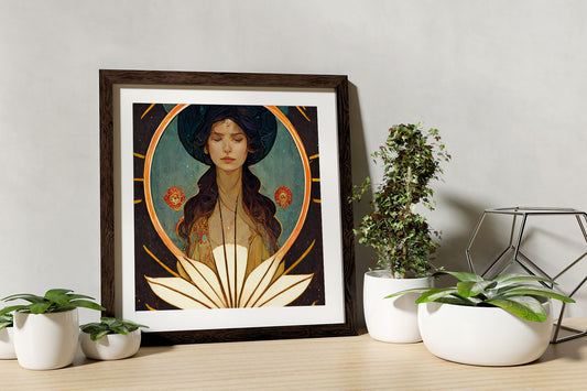 Nouveau Pagan Goddess Moon Surreal Art Print by My Store
