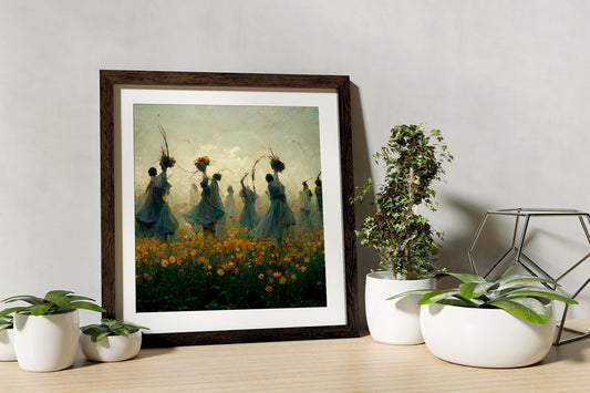 Pagan Goddess Moon Witch Surreal Painting for Sacred Space by My Store