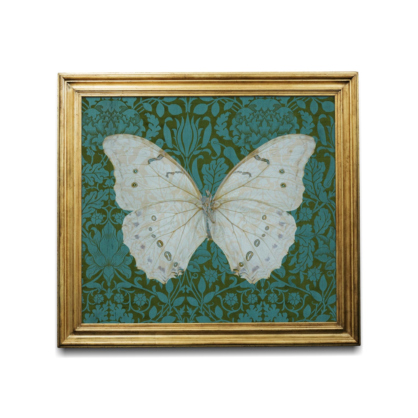 Vintage Green Butterfly - Art Nouveau - Aesthetic Art Print- Square - For Your Sacred Space - Nature - Collage - William Morris