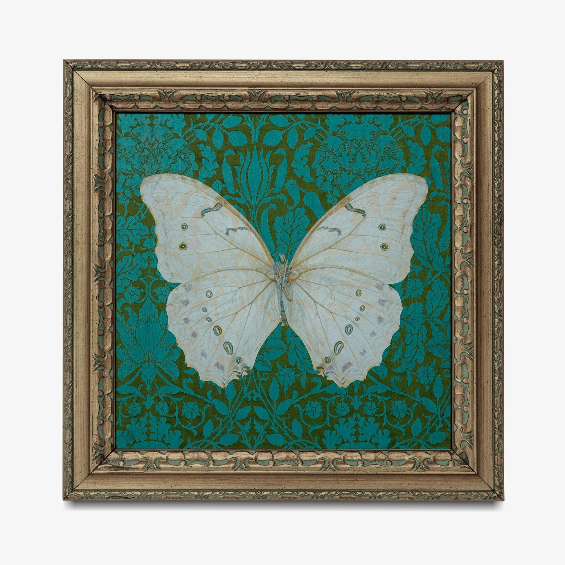 Vintage Green Butterfly - Art Nouveau - Aesthetic Art Print- Square - For Your Sacred Space - Nature - Collage - William Morris