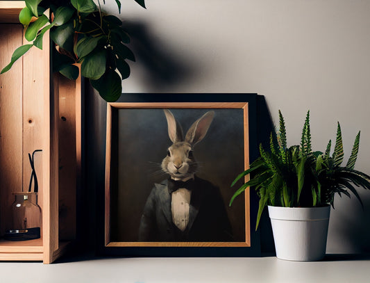 Vintage Rabbit Print - Cute Bunny in Clothes - Renaissance Rabbit - Victorian