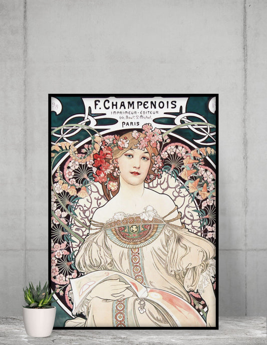 Art Nouveau Poster - Mucha - Green Bohemian Print - Premium Matte