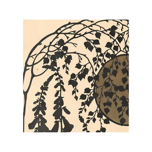 Nymphe Art Nouveau Print Vintage Moon Beige Long Poster Willow Tree by DesignBohemian