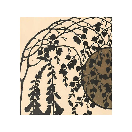 Nymphe Art Nouveau Print Vintage Moon Beige Long Poster Willow Tree by DesignBohemian