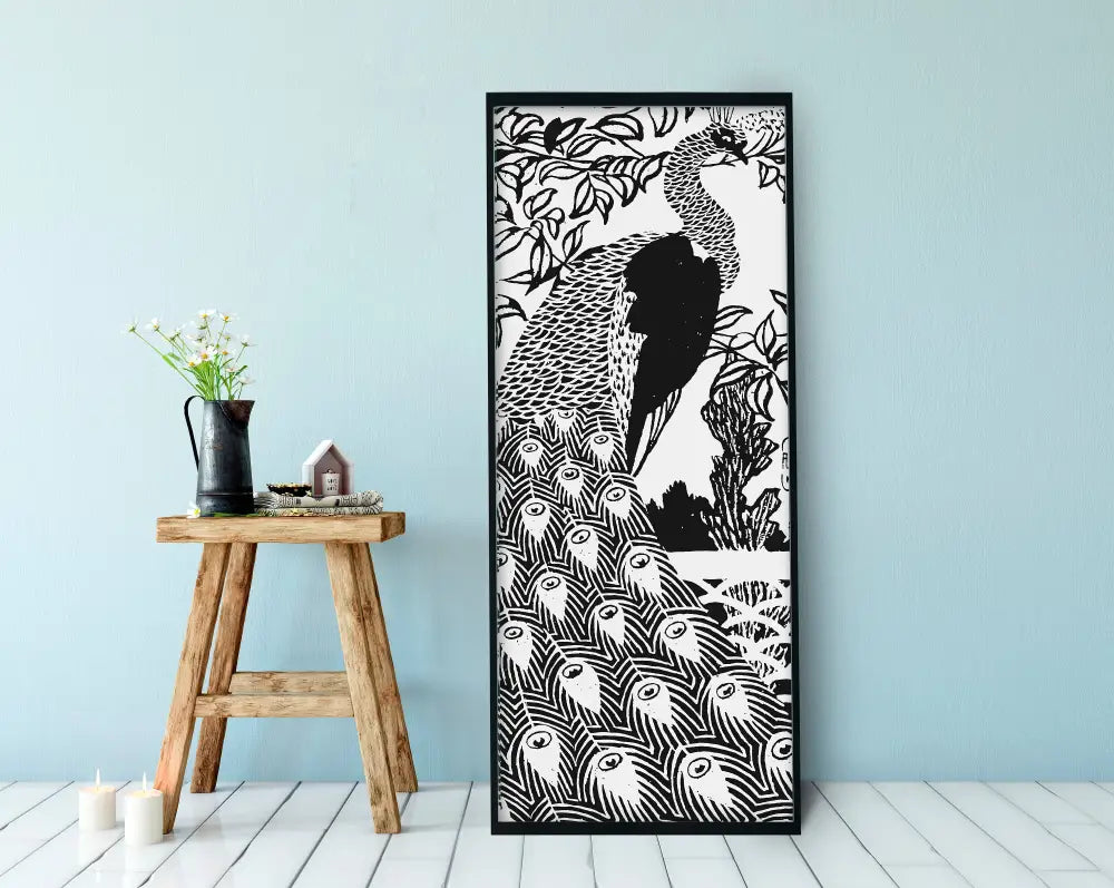 Peacock Print Poster Art Nouveau Bohemian Bird Artwork by My Store