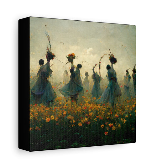 Canvas Wall Art, Floral Dance Artwork, Boho Decor, Cottagecore Home, Gift for Her, Nature Themed Decoration