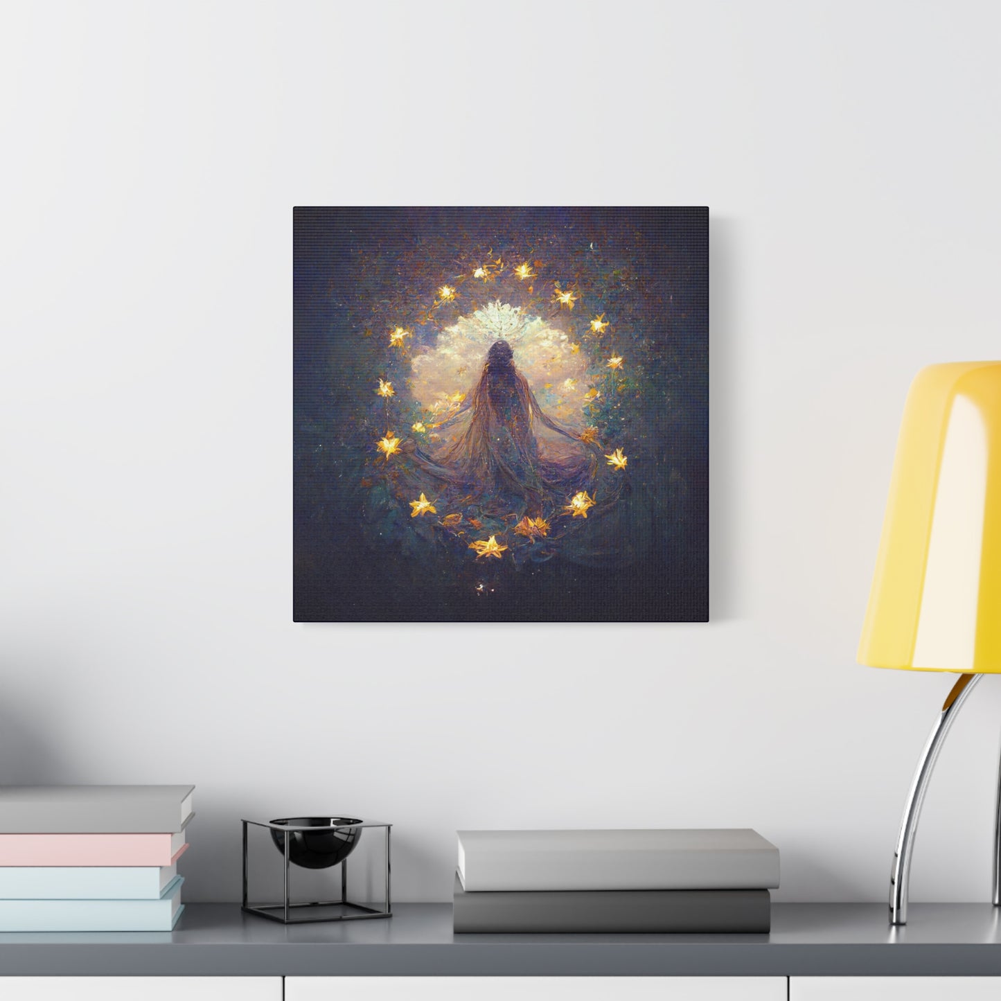 Enchanted Canvas Art, Magical Wall Decor, Ethereal Home Decoration, Starry Night Artwork, Mystical Living Room Accent