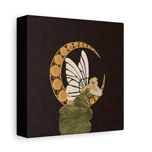 Enchanting Moonlit Fairy Canvas Art, Whimsical Home Decor, Fantasy Wall Art, Magical Gift for Nature Lovers, Boho Aesthetic