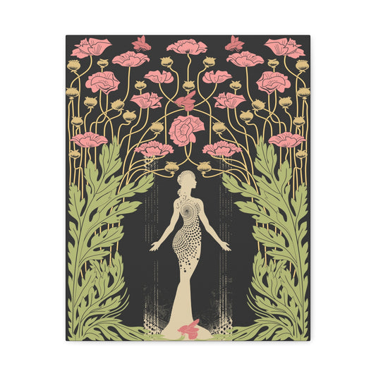 Goddess Demeter Canvas Wall Art, Floral Home Decor, Vintage Style, Bohemian Living Room, Gift for Her - DesignBohemian