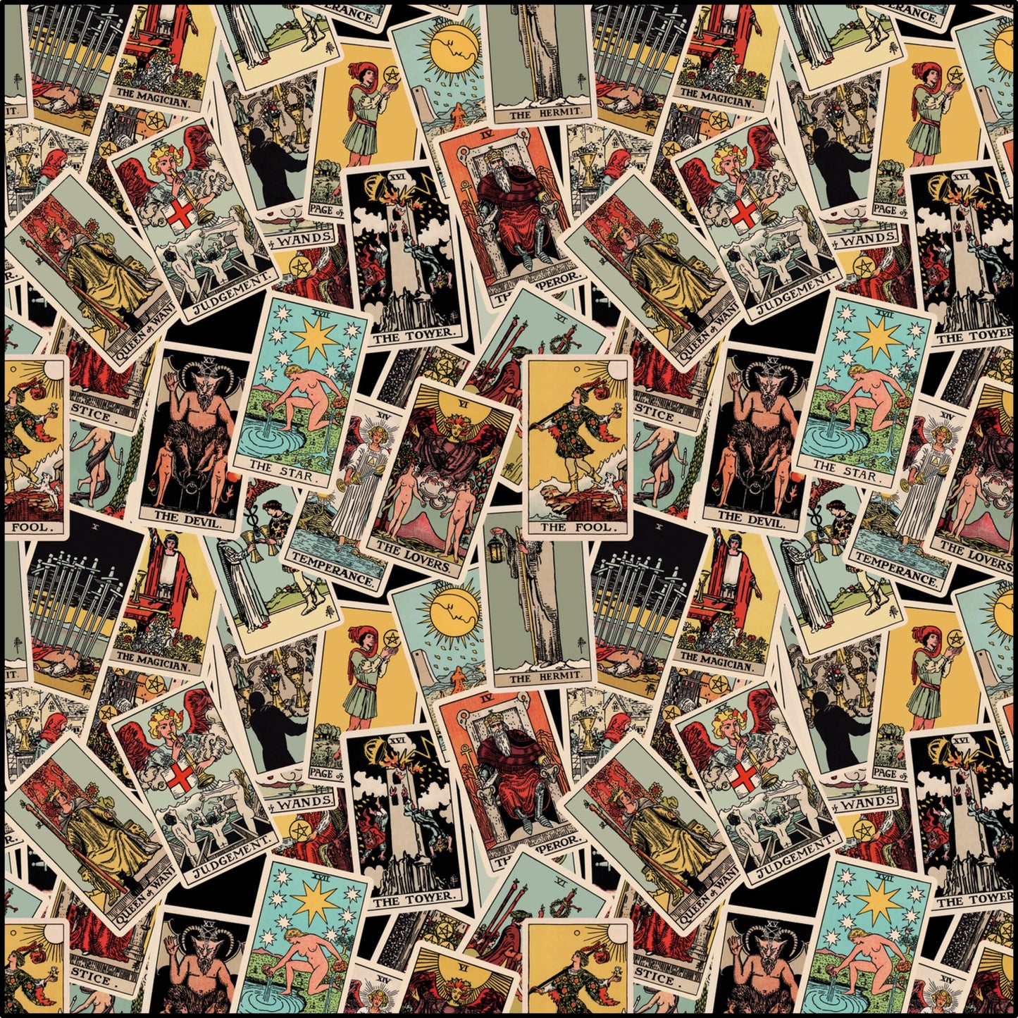 Tarot Card Patterned Fabric - Combed Cotton Pima - By the Yard